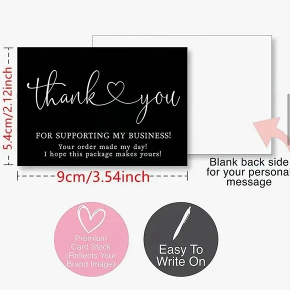 50ct Black Thank You Cards- NIP - Picture 5 of 5